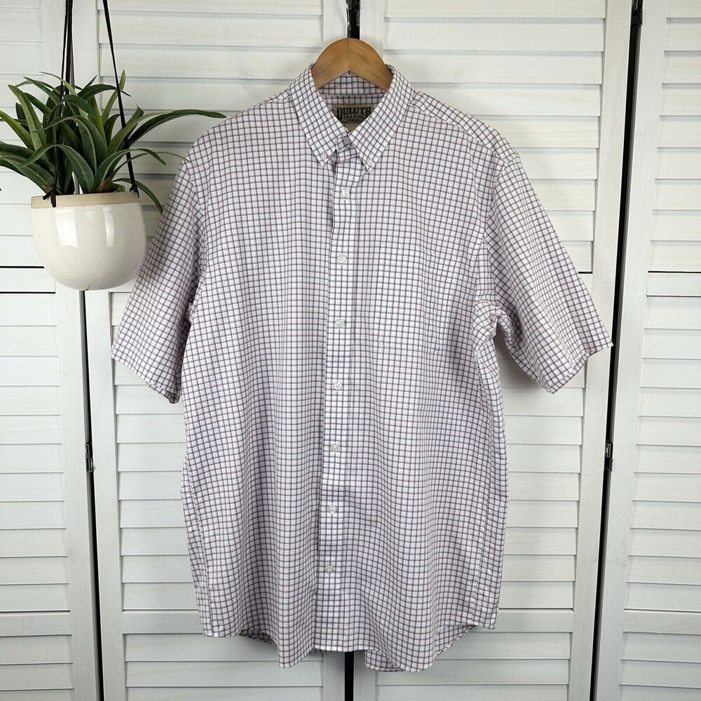 Duluth Trading Wrinklefighter Relaxed Short Sleeve Button Up Shirt Size L Tall‎